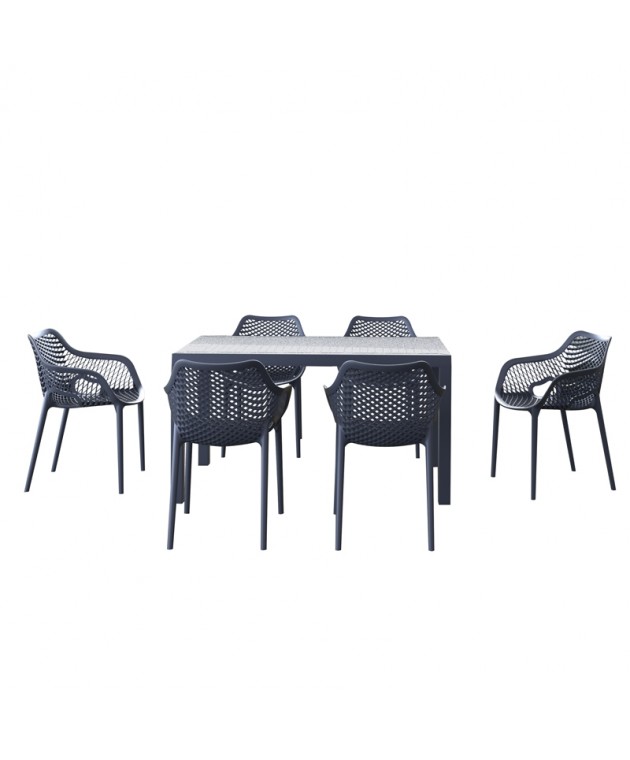SET ARES 140X80 ΤΡ.ΜΕ 6 ΠΟΛ. AIR XL DARK GREY Σετ Έπιπλα Κήπου