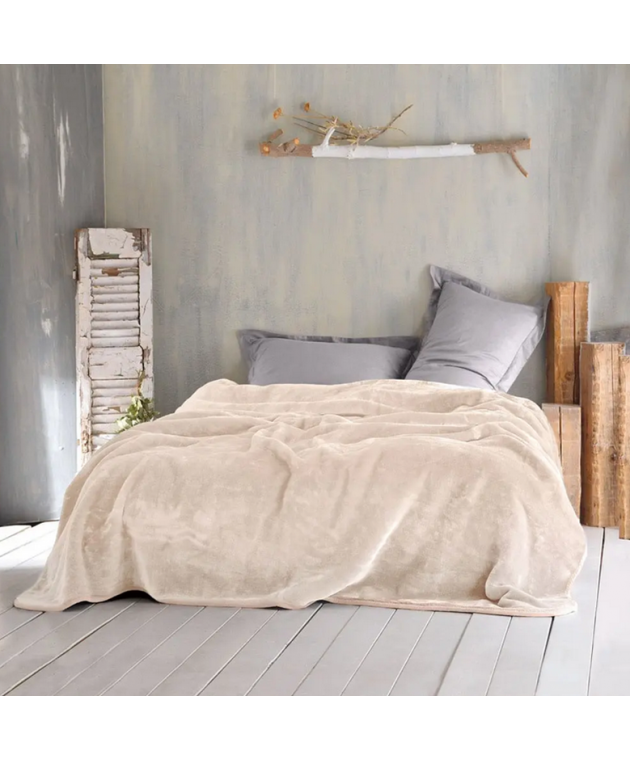 Κουβέρτα βελουτέ Υ/Δ (220Χ240) VELOUR ΚΡΕΜ, RYTHMOS HOME Κουβέρτες Βελουτέ Υπέρδιπλες