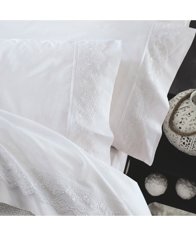 Σετ νυφικά σεντόνια Υ/Δ NENA WHITE, RYTHMOS HOME Νυφικά Σεντόνια