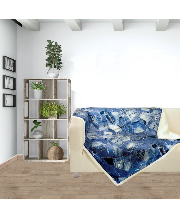 Κουβέρτα καναπέ fleece με γούνα ψηφιακή (130Χ160) 370, DAS HOME