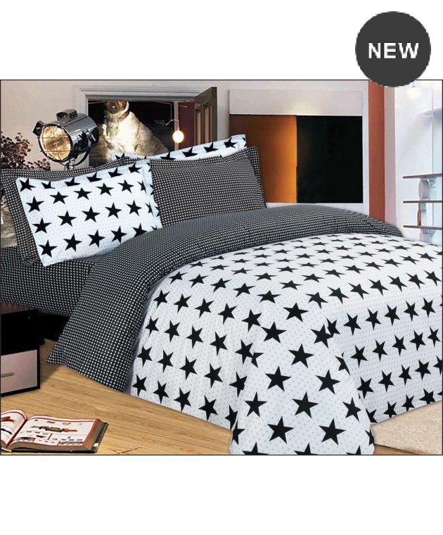 Σετ κουβερλί Υ/Δ (220Χ240) STAR OXFORD BLACK, LE BLANC Κουβερλί Υπέρδιπλα