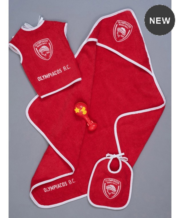 Σετ λουτρού 3 τεμ. OLYMPIACOS BABY BLOCK, PALAMAIKI Βρεφικές Κάπες