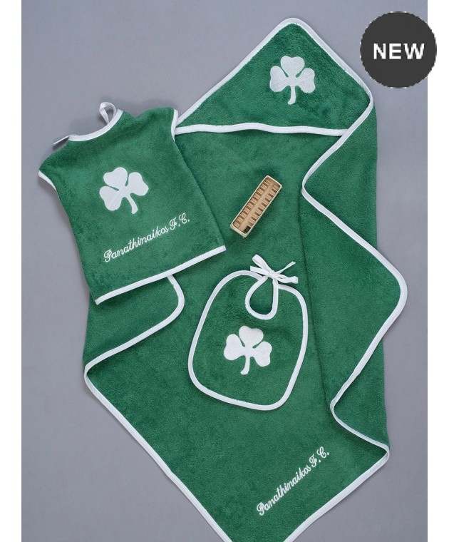 Σετ λουτρού 3 τεμ. PANATHINAIKOS BABY BLOCK, PALAMAIKI Βρεφικές Κάπες