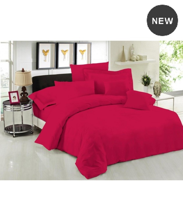 Σεντόνι μεμονωμένο μονό με λάστιχο (100Χ200+35) DYED POLYCOTTON CHERRY, LE BLANC Μονά