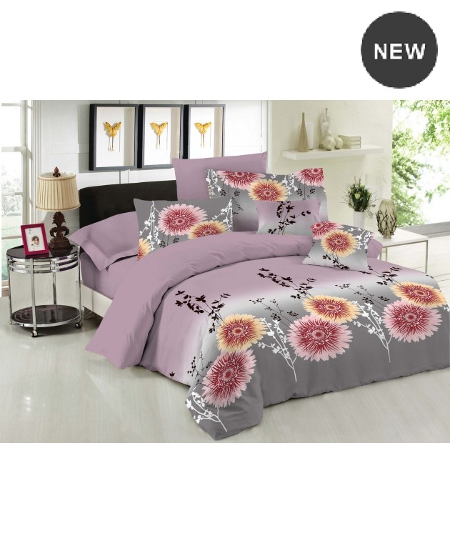 Πάπλωμα μονό (160Χ240) CHRYSANTHEMUM LILAC, ΚΟΜΒΟΣ Παπλώματα Μονά