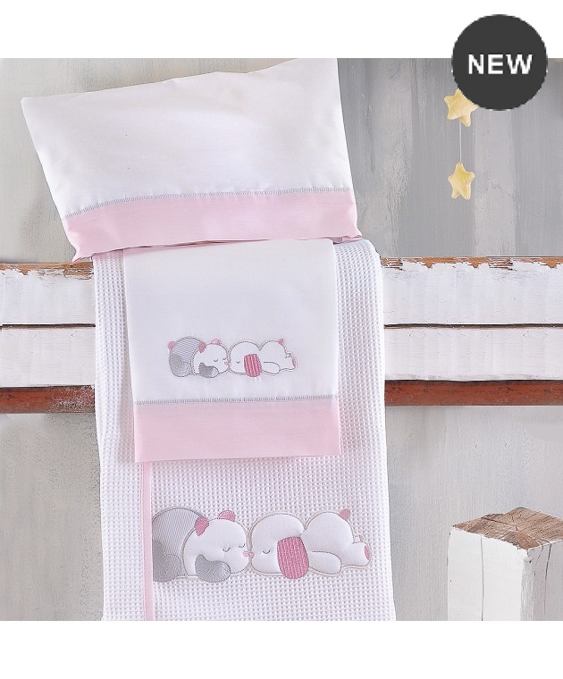 Σετ σεντόνια κούνιας (100Χ160) NAP TIME 594 PINK, RYTHMOS HOME Βρεφικά Σεντόνια