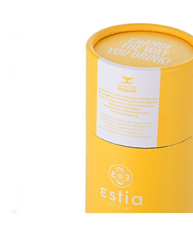 ΘΕΡΜΟΣ TRAVEL FLASK SAVE THE AEGEAN 500ml BURNT YELLOW 01-9007, ESTIA ΟΙΚΙΑΚΑ