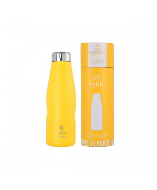 ΘΕΡΜΟΣ TRAVEL FLASK SAVE THE AEGEAN 500ml BURNT YELLOW 01-9007, ESTIA ΟΙΚΙΑΚΑ