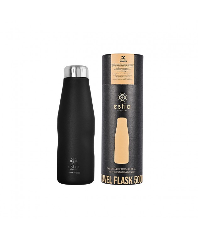 ΘΕΡΜΟΣ TRAVEL FLASK SAVE THE AEGEAN 500ml MATTE BLACK 01-7799, ESTIA ΟΙΚΙΑΚΑ
