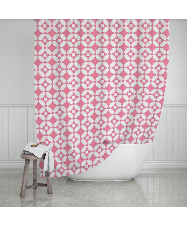 ΚΟΥΡΤΙΝΑ ΜΠΑΝΙΟΥ ΑΔΙΑΒΡΟΧΗ ΠΟΛΥΕΣΤΕΡΙΚΗ 180x200cm FLOWER LIFE PINK 02-11802, ESTIA Κουρτίνες Mπάνιου