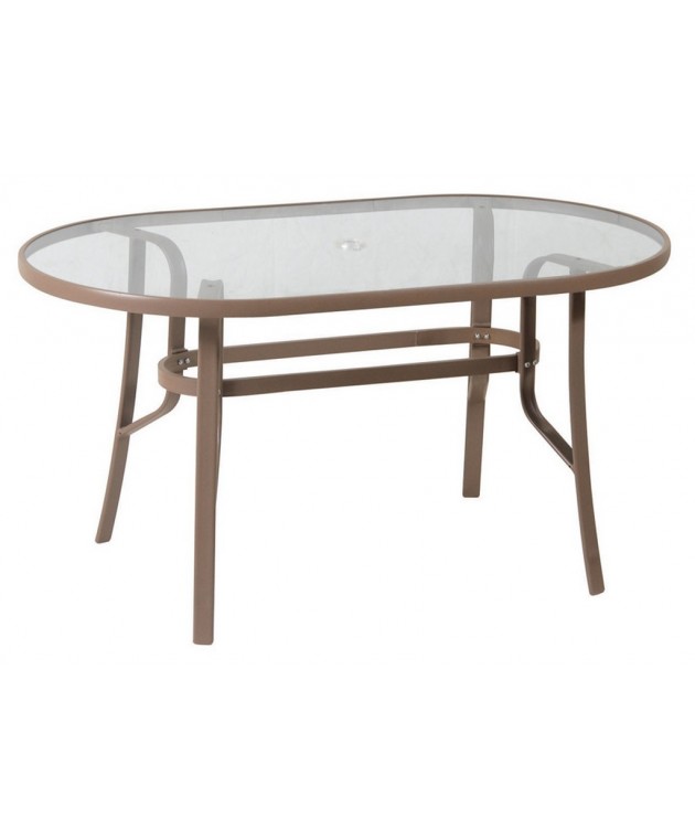 Οβάλ Μεταλλικό Τραπέζι Με Πλαίσιο Αλουμινίου (140 x 80cm) 154559, LIANOS  Μεταλλικά