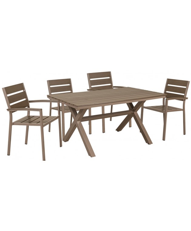 Τραπεζαρία Pollywood Με Σκελετό Αλουμινίου Σέτ 5 Τεμαχίων (150x90x 74(H)cm 