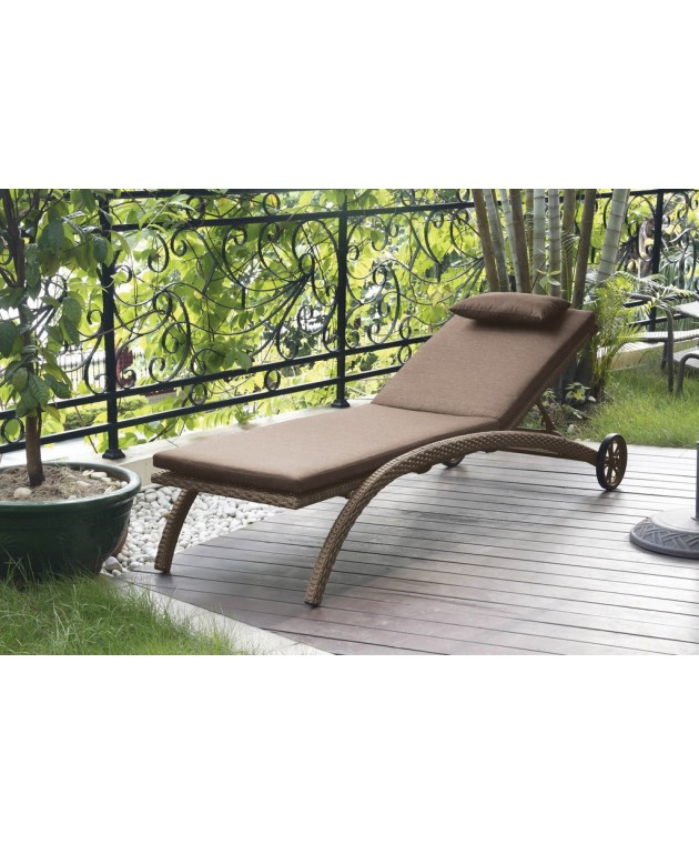 Rattan Ανακλινόμενη Ξαπλώστρα Με Ρόδες Και Μαξιλάρι ,Σκελετός Αλουμινίου 176210, LIANOS Ξαπλώστρες