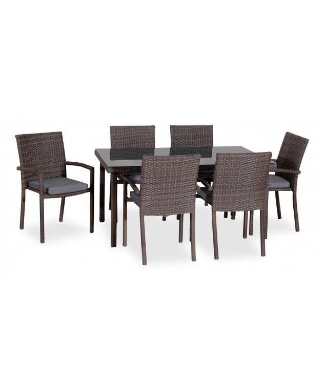 Rattan Τραπεζαρία Σετ 7 Τεμαχίων ,Με Μεταλλικό Σκελετό (150x90cm) 203438, LIANOS Σετ Έπιπλα Κήπου