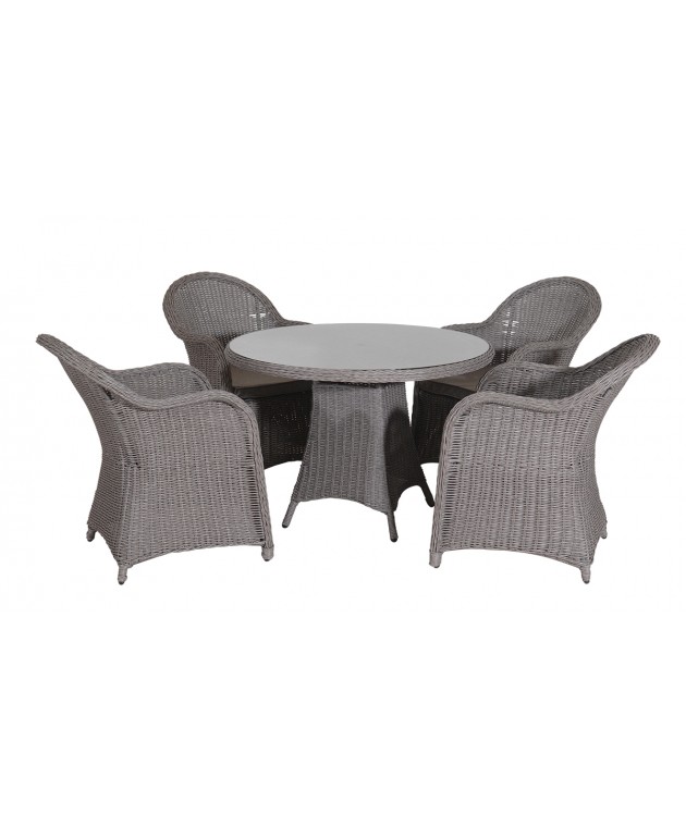 Rattan Τραπεζαρία Κήπου Με Αλουμίνιο Σκελετό ,Σέτ 5 Τεμαχίων 203456, LIANOS Σετ Έπιπλα Κήπου