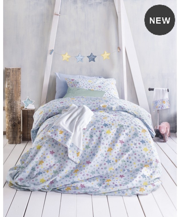 Σετ παιδική παπλωματοθήκη (160Χ250) GLOW BLUE, RYTHMOS HOME  Παιδικές Παπλωματοθήκες