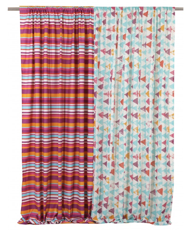 Κουρτίνα με τρέσα TORI STRIPES TURQUOISE (140X270), VIOPROS