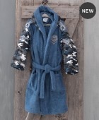 Μπουρνούζι παιδικό με κουκούλα (9-10) ARMY BLUE, RYTHMOS HOME  Παιδικά Μπουρνούζια