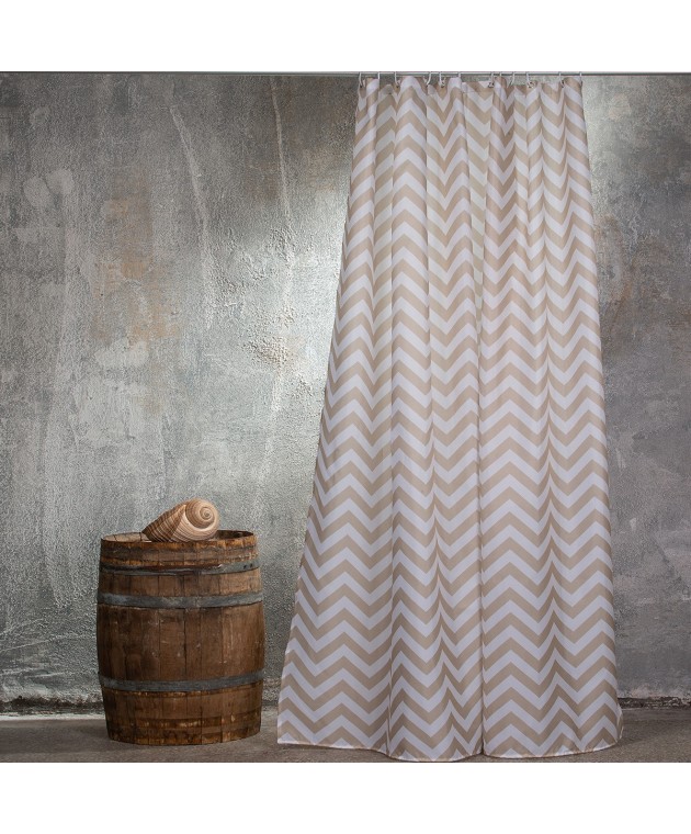 ΚΟΥΡΤΙΝΑ ΜΠΑΝΙΟΥ (180X180) ZIG ZAG BEIGE, MELINEN  Κουρτίνες Mπάνιου