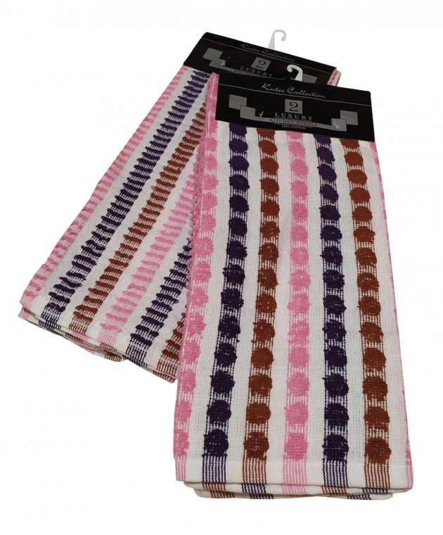 Σετ Ποτηρόπανα 2τεμ.ΚΟΜΒΟΣ πετσετέ LUXURY 100% Cotton 45x65 Pink Ποτηρόπανα