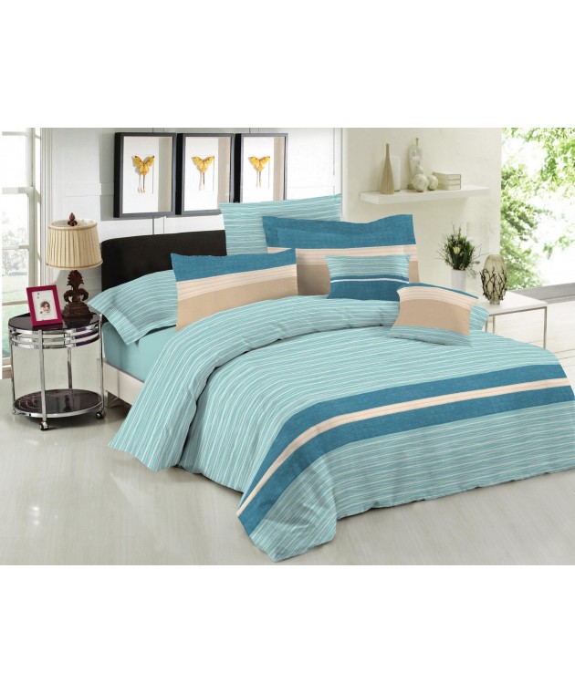Σετ Κουβερλί Premium Cotton 100% Brooklyn Aqua Υπέρδιπλο (220x240), LE BLANC Κουβερλί Υπέρδιπλα