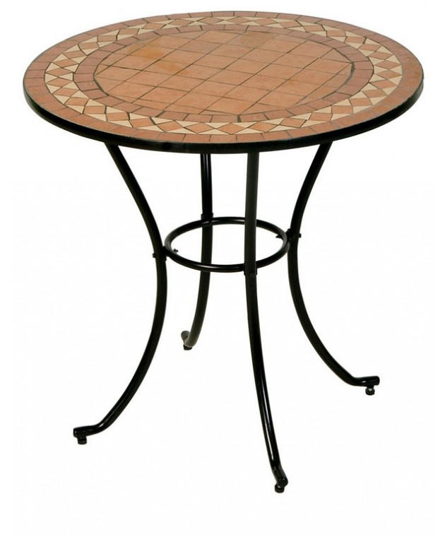 Στρογγυλό Μεταλλικό Τραπέζι Mosaic (76cm) BS025-010, LIANOS Mosaic