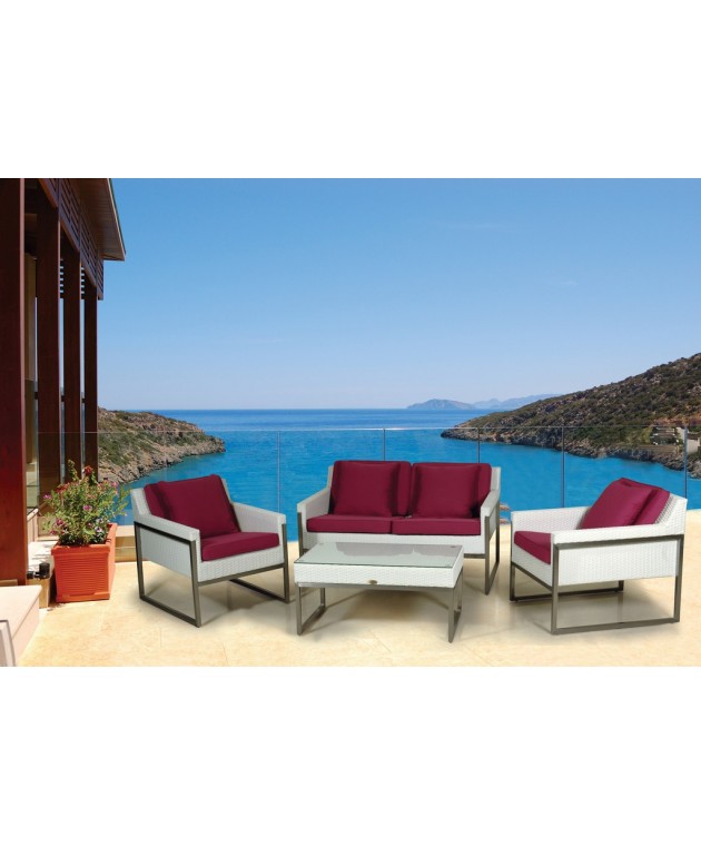 Καθιστικό Σέτ Rattan 4 Τεμαχίων Με Ανοξείδωτο Σκελετό 3570, LIANOS Σετ Έπιπλα Κήπου