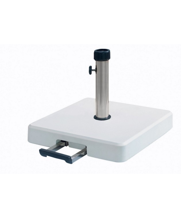 Λευκή Τσιμεντένια Βάση Ομπρέλας 36Kgr , Με Λαβή Και Ρόδες LTH35-W, LIANOS Βάσεις Ομπρελών