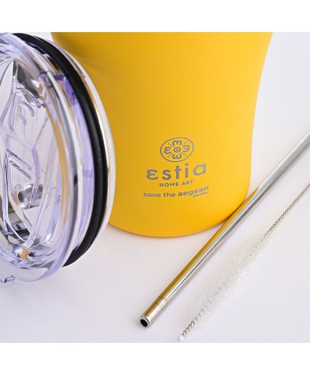 ESTIA ΘΕΡΜΟΣ COFFEE MUG SAVE THE AEGEAN 350ml PINEAPPLE YELLOW 01-12458, ESTIA ΟΙΚΙΑΚΑ