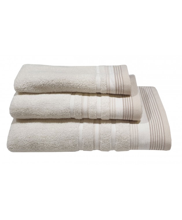 Πετσέτα ΚΟΜΒΟΣ Satin Stripe Πεννιέ 450γρ/m2 100% Cotton Προσώπου Sand (50x90) Πετσέτες Mπάνιου