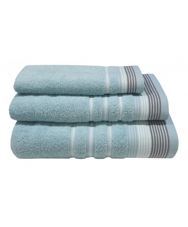 Πετσέτα ΚΟΜΒΟΣ Satin Stripe Πεννιέ 450γρ/m2 100% Cotton Προσώπου Petrol (50x90) Πετσέτες Mπάνιου
