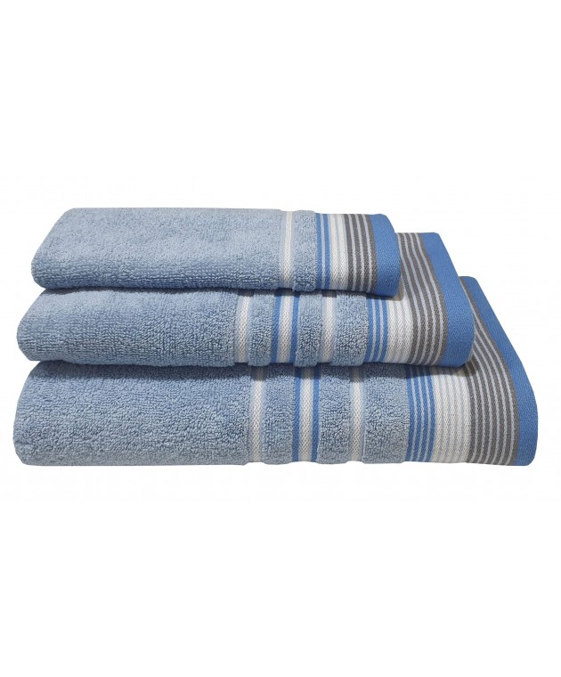 Πετσέτα ΚΟΜΒΟΣ Satin Stripe Πεννιέ 450γρ/m2 100% Cotton Σώματος Light Blue (70x140) Πετσέτες Mπάνιου