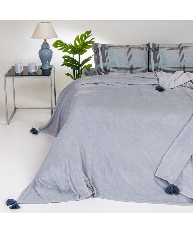 ΚΟΥΒΕΡΤΑ FLANNEL ΥΠΕΡΔΙΠΛΗ BERLIN LIGHT GREY (220Χ240) Κουβέρτες Fleece Υπέρδιπλες