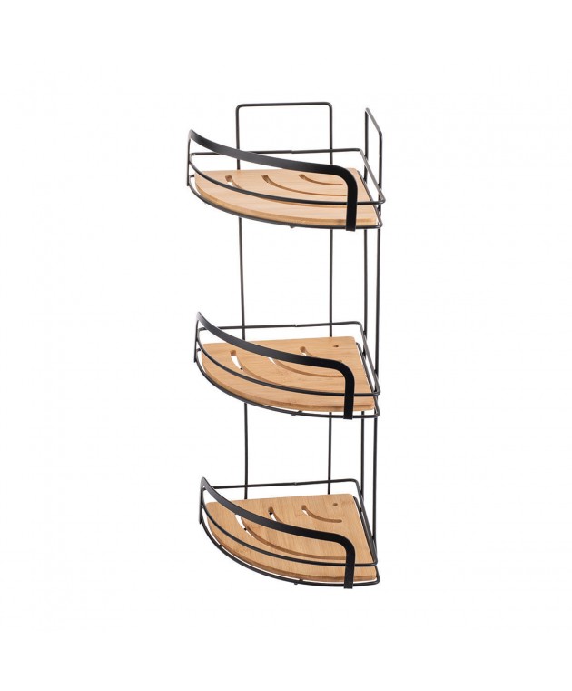 ESTIA ΕΤΑΖΕΡΑ BAMBOO ESSENTIALS ΜΕΤΑΛΛΙΚΗ ΓΩΝΙΑΚΗ 3 ΘΕΣΕΩΝ 49x19.5x19.5cm 02-12786 Εταζέρες