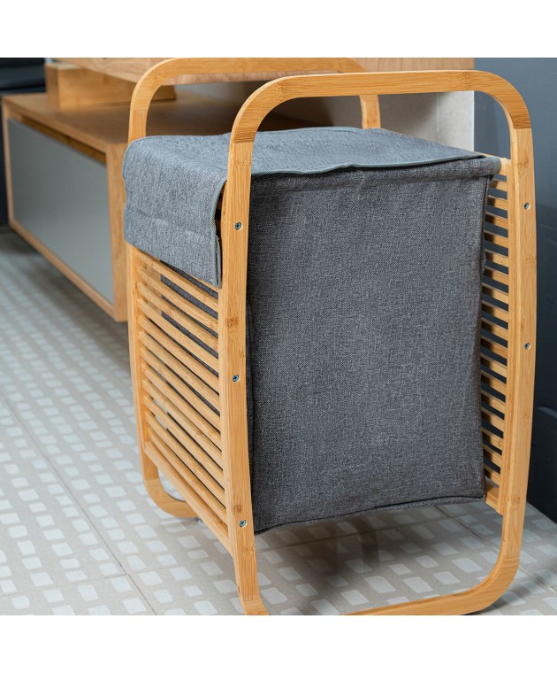 ESTIA ΚΑΛΑΘΙ ΑΠΛΥΤΩΝ BAMBOO ΜΕ ΘΗΚΗ ΠΟΛΥΕΣΤΕΡΑ 40x35x60.5cm 02-13042 Καλάθια Απλύτων