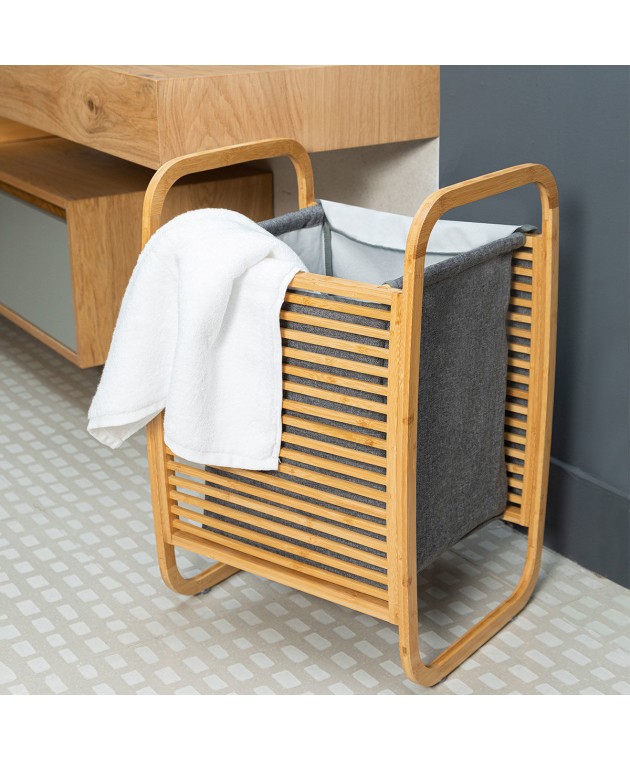 ESTIA ΚΑΛΑΘΙ ΑΠΛΥΤΩΝ BAMBOO ΜΕ ΘΗΚΗ ΠΟΛΥΕΣΤΕΡΑ 40x35x60.5cm 02-13042 Καλάθια Απλύτων