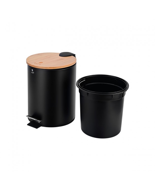 ESTIA ΧΑΡΤΟΔΟΧΕΙΟ ΜΠΑΝΙΟΥ BAMBOO ESSENTIALS SOFT CLOSE 5lt ΜΑΥΡΟ 02-12748 Καλάθια Απορριμμάτων