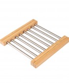 ESTIA ΒΑΣΗ ΜΑΓΕΙΡΙΚΟΥ ΣΚΕΥΟΥΣ BAMBOO ESSENTIALS ME ΑΝΟΞΕΙΔΩΤΟ ΑΤΣΑΛΙ ΠΤΥΣΣΟΜΕΝΗ 22x21.3x2.2cm 01-13011 Gadgets Κουζίνας