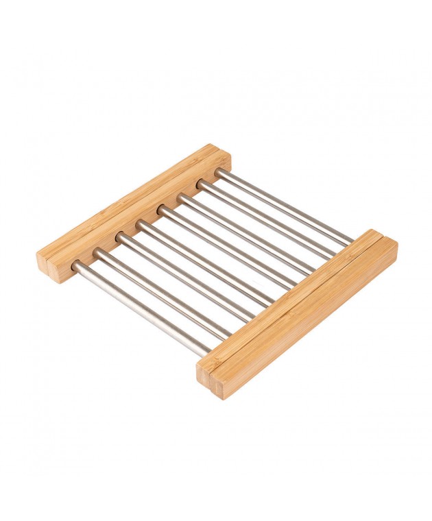 ESTIA ΒΑΣΗ ΜΑΓΕΙΡΙΚΟΥ ΣΚΕΥΟΥΣ BAMBOO ESSENTIALS ME ΑΝΟΞΕΙΔΩΤΟ ΑΤΣΑΛΙ ΠΤΥΣΣΟΜΕΝΗ 22x21.3x2.2cm 01-13011 Gadgets Κουζίνας