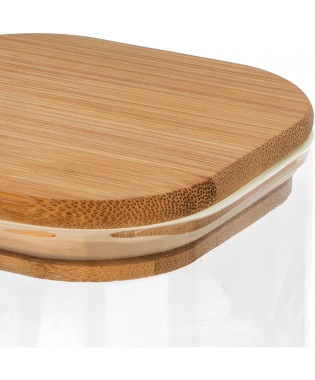 ESTIA ΔΟΧΕΙΟ ΑΠΟΘΗΚΕΥΣΗΣ BAMBOO ESSENTIALS 550ml ΓΥΑΛΙΝΟ ΜΕ ΚΑΠΆΚΙ 01-12922 Βάζα Κουζίνας