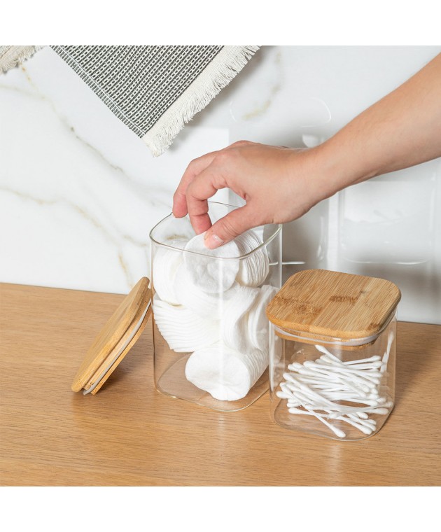 ESTIA ΔΟΧΕΙΟ ΑΠΟΘΗΚΕΥΣΗΣ BAMBOO ESSENTIALS 950ml ΓΥΑΛΙΝΟ ΜΕ ΚΑΠΆΚΙ 01-12939 Βάζα Κουζίνας
