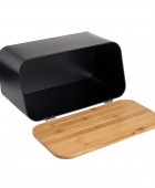 ESTIA ΨΩΜΙΕΡΑ BAMBOO ΜΕΤΑΛΛΙΚΗ ΜΕ ΚΑΠΑΚΙ ΜΑΥΡΗ 34.5x19x17cm 01-12861 Ψωμιέρες