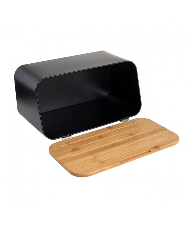 ESTIA ΨΩΜΙΕΡΑ BAMBOO ΜΕΤΑΛΛΙΚΗ ΜΕ ΚΑΠΑΚΙ ΜΑΥΡΗ 34.5x19x17cm 01-12861 Ψωμιέρες