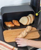 ESTIA ΨΩΜΙΕΡΑ BAMBOO ΜΕΤΑΛΛΙΚΗ ΜΕ ΚΑΠΑΚΙ ΜΑΥΡΗ 34.5x19x17cm 01-12861 Ψωμιέρες