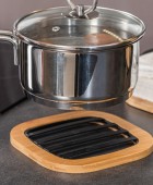 ESTIA ΒΑΣΗ ΜΑΓΕΙΡΙΚΟΥ ΣΚΕΥΟΥΣ BAMBOO ESSENTIALS MEΤΑΛΛΙΚΗ 17x17x1cm ΜΑΥΡΟ 01-13189 Gadgets Κουζίνας