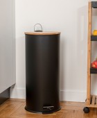 ESTIA ΚΑΔΟΣ ΑΠΟΡΡΙΜΑΤΩΝ SOFT CLOSE BAMBOO ESSENTIALS 30lt ΜΑΤ ΜΑΥΡΟΣ Κάδοι Απορριμάτων
