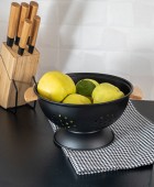 ESTIA ΣΟΥΡΩΤΗΡΙ ΖΥΜΑΡΙΚΩΝ BAMBOO ESSENTIALS ΜΕΤΑΛΛΙΚΟ ΜΕ ΛΑΒΕΣ 24x24x13.7cm ΜΑΥΡΟ 01-12915 Σουρωτήρια