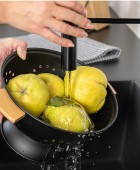 ESTIA ΣΟΥΡΩΤΗΡΙ ΖΥΜΑΡΙΚΩΝ BAMBOO ESSENTIALS ΜΕΤΑΛΛΙΚΟ ΜΕ ΛΑΒΕΣ 24x24x13.7cm ΜΑΥΡΟ 01-12915 Σουρωτήρια