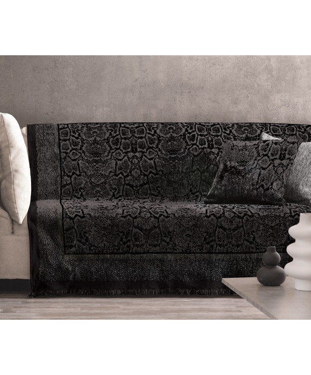 ΤΡΙΘEΣΙΟ ΡΙΧ. COBRA  GREY2  180Χ300 100% CHENILLE Ριχτάρια Χειμωνιάτικα