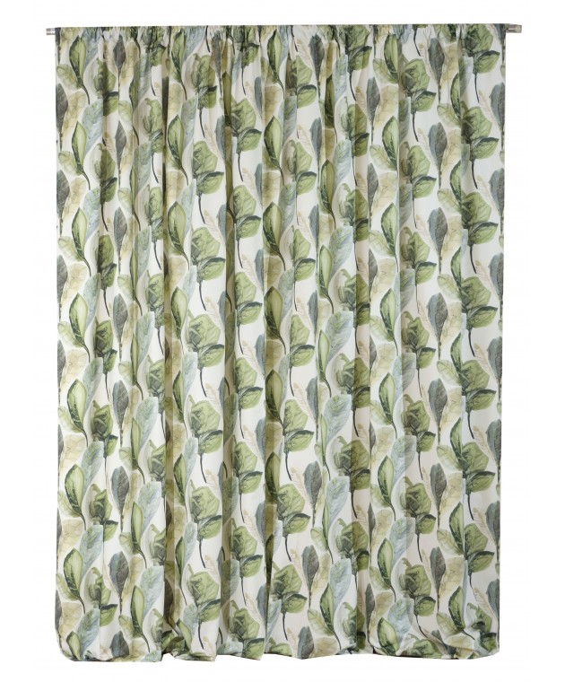 Κουρτίνα με Τρέσα 140x270 Aquarella 4 Green Κουρτίνες Έτοιμες Ραμμένες